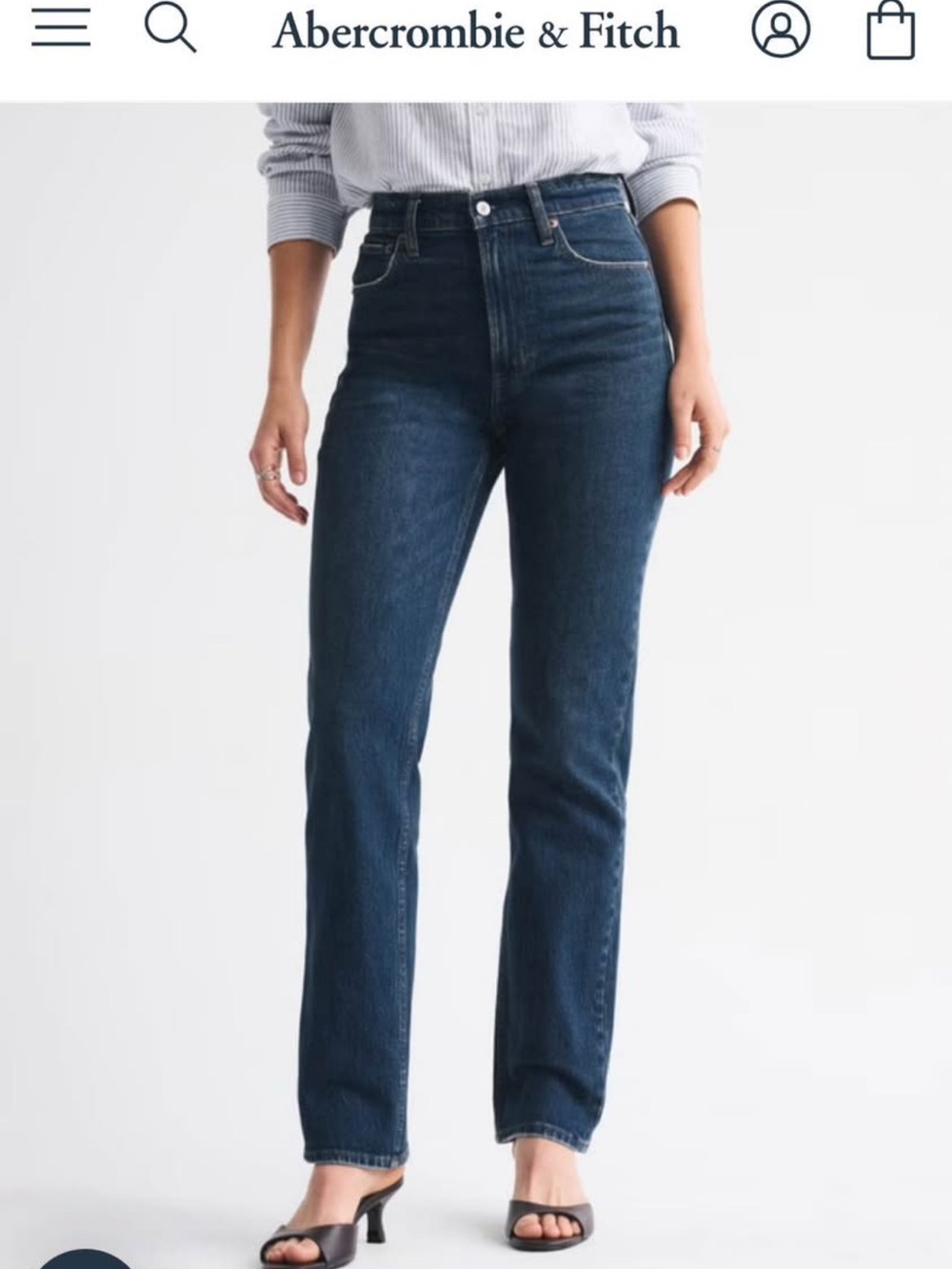 Abercrombie & Fitch High-Rise Straight Jeans — Dark Indigo
